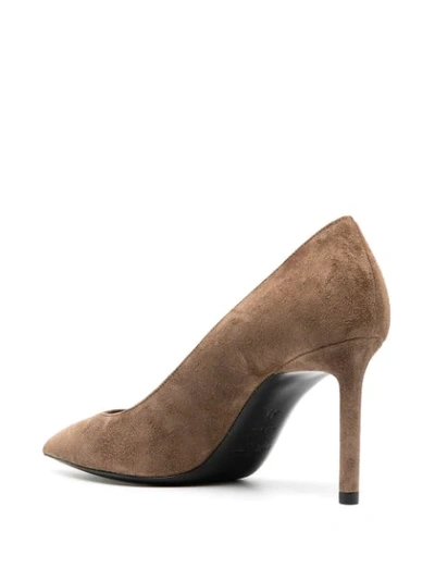 Shop Saint Laurent Anja Suede Pumps In Brown