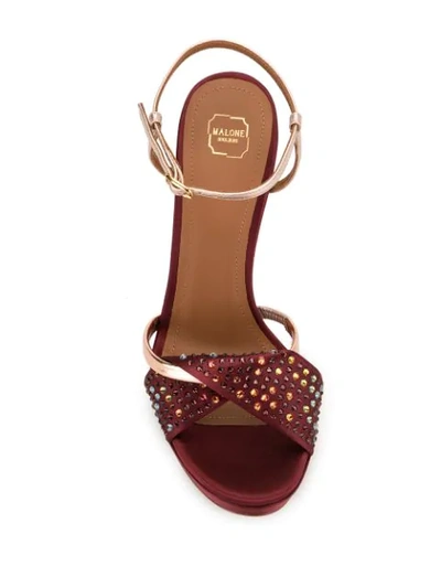 Shop Malone Souliers Lauren Crystal-embellished Platform Sandals In Red