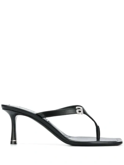 Shop Alexander Wang Ivy Logo Thong Sandals In Black