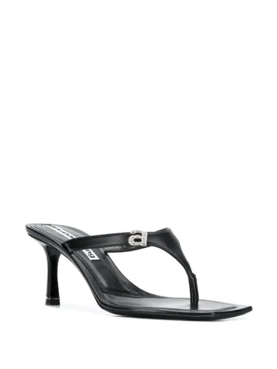 Shop Alexander Wang Ivy Logo Thong Sandals In Black