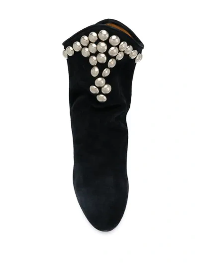 Shop Isabel Marant Doey Faux Pearl-embellished Ankle Boots In Black