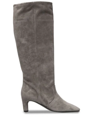Shop Del Carlo Knee-high Suede Boots In Grey