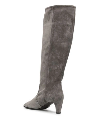 Shop Del Carlo Knee-high Suede Boots In Grey