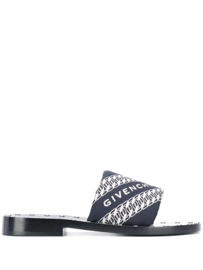 Shop Givenchy Logo-print Sandals In Blue