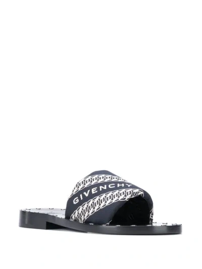 Shop Givenchy Logo-print Sandals In Blue