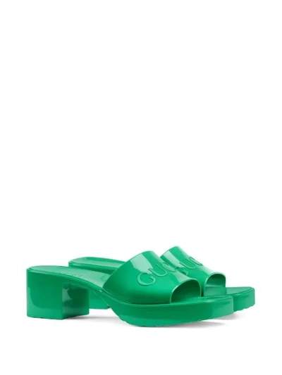 Shop Gucci Chunky-heel Logo Sandals In Green