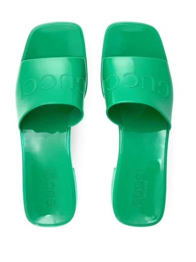 Shop Gucci Chunky-heel Logo Sandals In Green