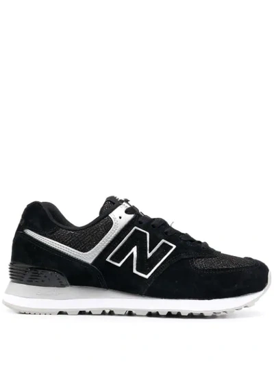 Shop New Balance Logo Patch Suede Trainers In Black