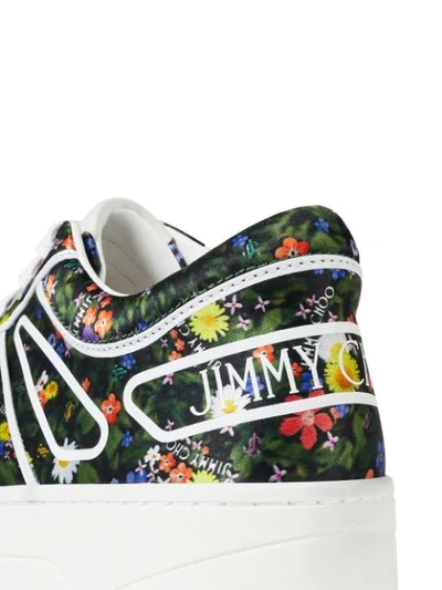 Shop Jimmy Choo Hawaii Floral-print Low-top Sneakers In Black