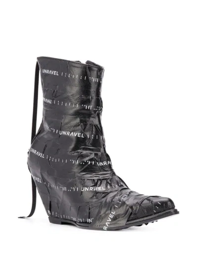 Shop Ben Taverniti Unravel Project Logo Tape Wedge Boots In Black