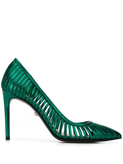 Shop Alevì Margot Pointed Pumps In Green