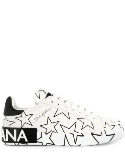 Shop Dolce & Gabbana Mixed Star Print Portofino Sneakers In White
