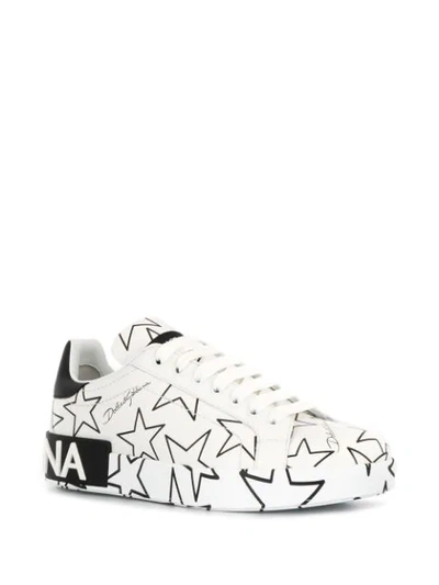 Shop Dolce & Gabbana Mixed Star Print Portofino Sneakers In White