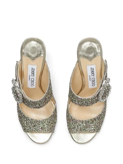 Shop Jimmy Choo Saf Glitter-embellished 85mm Sandals In Silver
