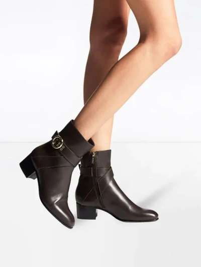 Shop Jimmy Choo Blanca Buckle Ankle Boots In Brown