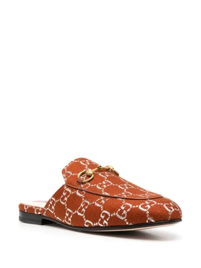 Shop Gucci Princetown Gg Slippers In Orange