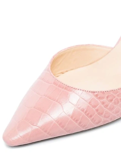 PINK ESTHER 85 CROC-EFFECT LEATHER PUMPS