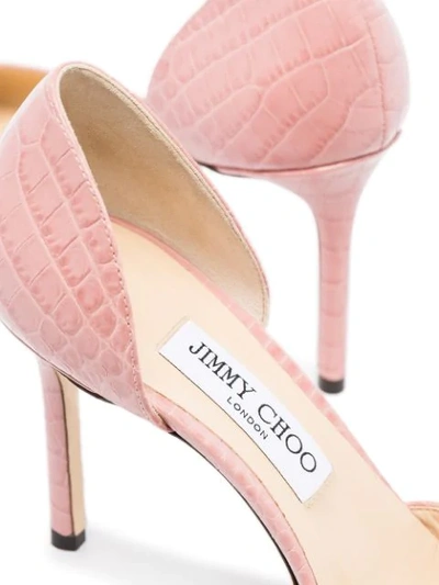 Shop Jimmy Choo Esther 85mm Crocodile Effect Pumps In Pink