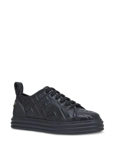 Shop Fendi Ff Embossed Sneakers In Black