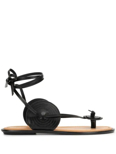 Shop Loewe Disc-detail Tie-ankle Sandal In Black