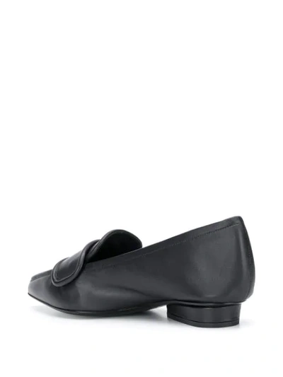 Shop Ferragamo Pointed Leather Loafers In Black