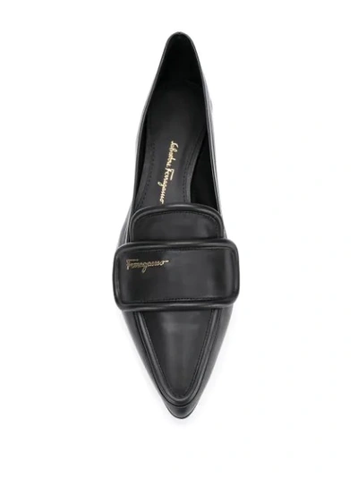 Shop Ferragamo Pointed Leather Loafers In Black