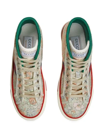 Shop Gucci X Liberty London Tennis 1977 High-top Sneakers In Green