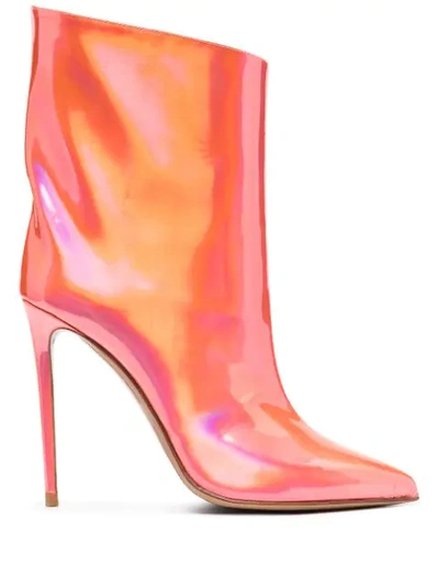 Shop Alexandre Vauthier Holographic Pointed Boots In Red