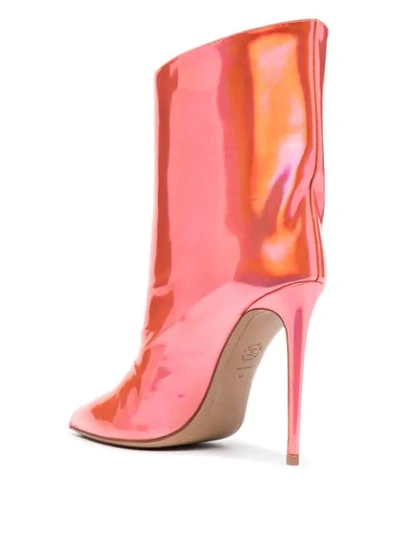 Shop Alexandre Vauthier Holographic Pointed Boots In Red