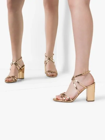 Shop Aquazzura Gin 85mm Metallic Leather Sandals In Gold