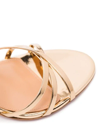 Shop Aquazzura Gin 85mm Metallic Leather Sandals In Gold