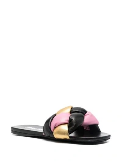 Shop Miu Miu Knot-detail Leather Slides In Black