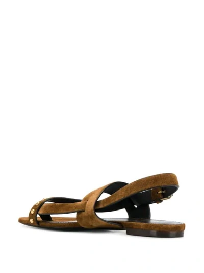 Shop Saint Laurent Gia Studded Sandals In Brown