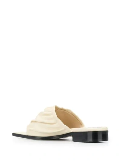 Shop Wandler Leather Square Toe Sandals In Neutrals