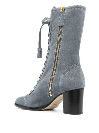 Alberta Ferretti 65mm Lace-up Boots In Blue