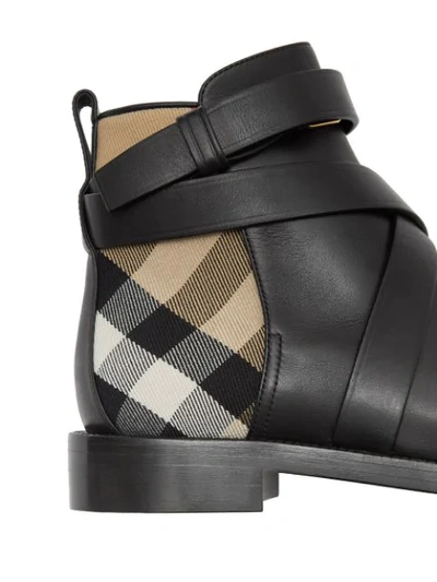 Shop Burberry House Check And Leather Ankle Boots In Black