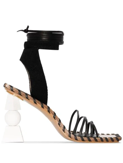 Shop Jacquemus Valérie 105mm Wrap-tie Sandals In Black