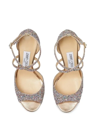 Shop Jimmy Choo Emsy 85mm Glow-in-the-dark Glitter Sandals In Metallic