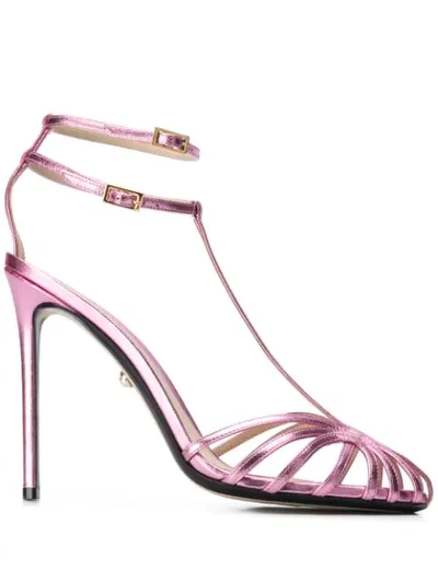 Shop Alevì Metallic High Heel Sandals In Pink