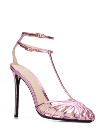 Shop Alevì Metallic High Heel Sandals In Pink