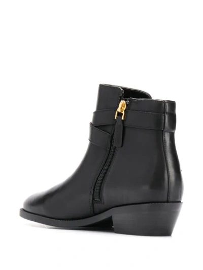 Ralph Lauren Side Buckle Ankle Boots In Black