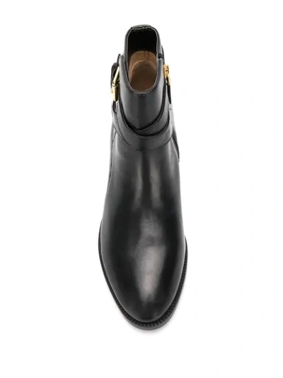 Ralph Lauren Side Buckle Ankle Boots In Black
