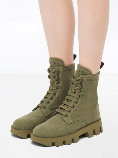 prada lug sole canvas boots
