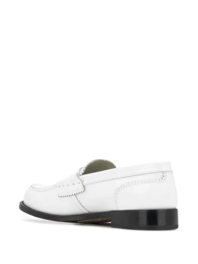 Shop College Scalloped Edge Low Heel Loafers In White