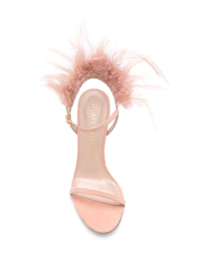 Shop Stuart Weitzman 125mm Feather Trim Sandals In Pink