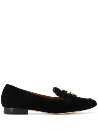 Shop Tory Burch Logo Plaque Loafers In Black