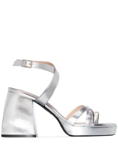 Shop Nodaleto Bulla 85mm Metallic Sandals In Silver