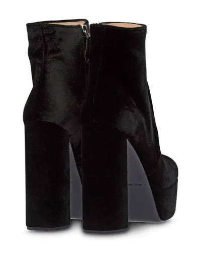 Shop Miu Miu Velvet Block Heel Platform Boots In Black