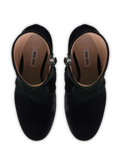 Shop Miu Miu Velvet Block Heel Platform Boots In Black