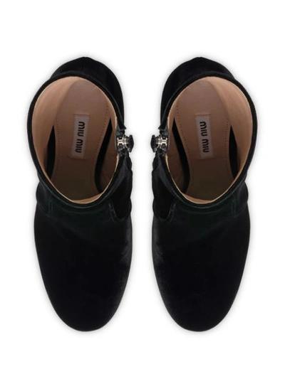 Miu Miu Suede Block-heel Platform Booties In Black